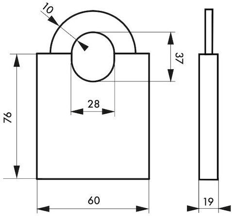 Thirard Steel Padlock Κρυμμένου Λαιμού with Key 60mm 1pcs