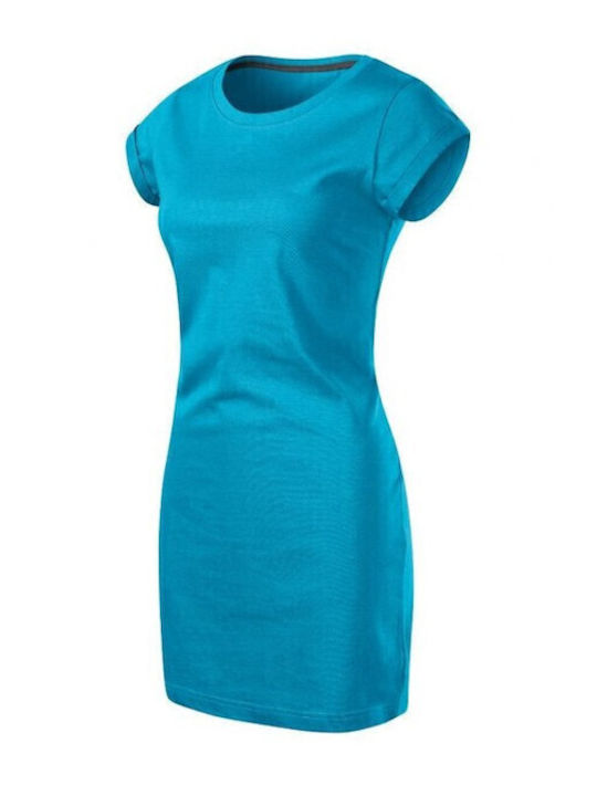 Sommer Mini Sportliches Damenkleid Kurzärmelig Blau