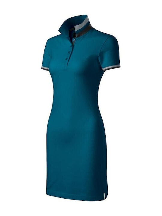 Sommer Mini Sportkleid Kurzärmelig Blau