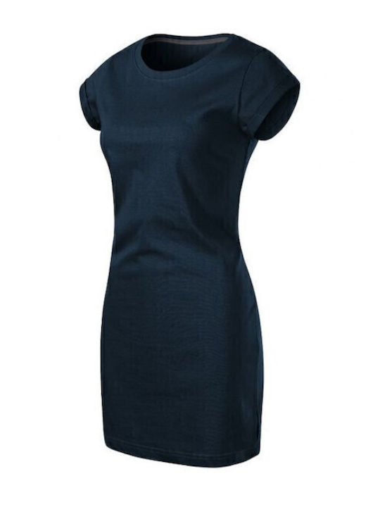 Sommer Mini Sportliches Damenkleid Kurzärmelig Marineblau
