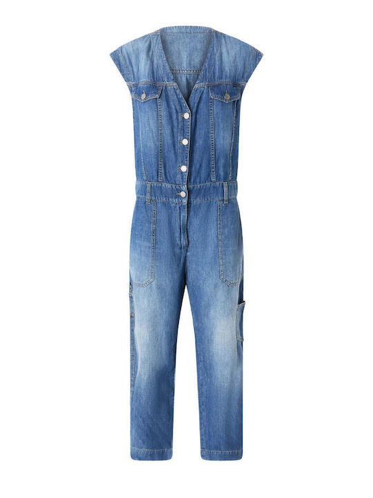 Tanzania Women's Denim Sleeveless One-piece Suit Pink