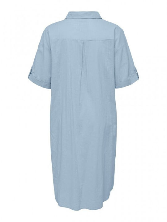 Καλοκαιρινό Midi Σεμιζιέ Φόρεμα Soft Chambray