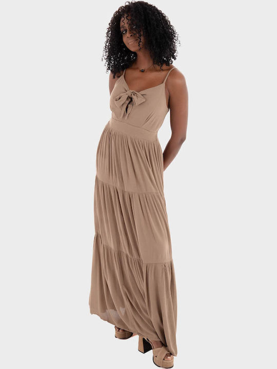 Sommer Maxi Kleid Hellbraun