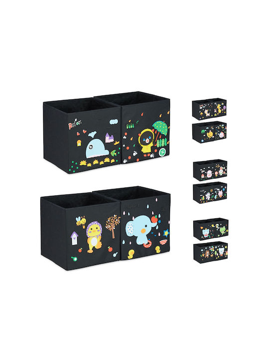 Relaxdays Fabric Storage Box with Lid Black 31x31x31cm 4pcs