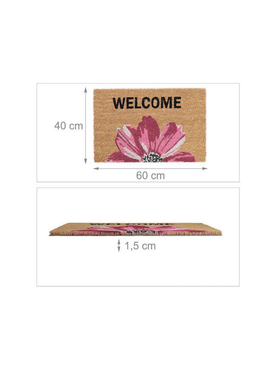 Relaxdays Covor de Intrare din Cocos cu Suport Antiderapant Multicolor 60x40buc Grosime 15mm