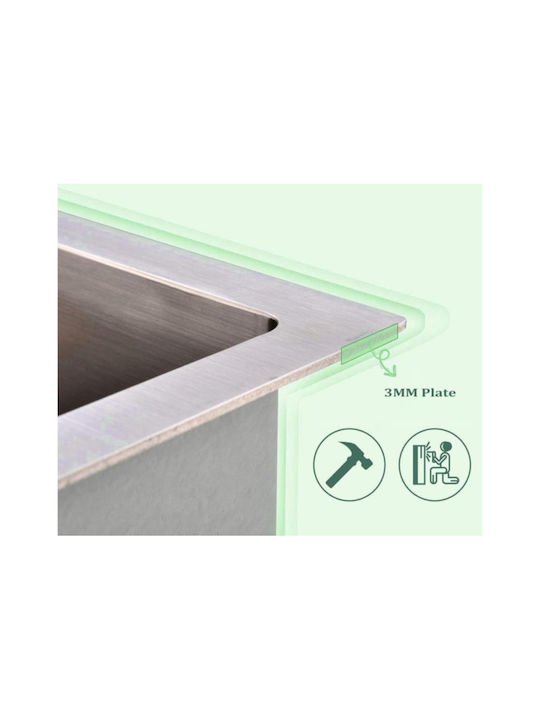 Drop-In Chiuvetă Inox L75xW46cm Gri