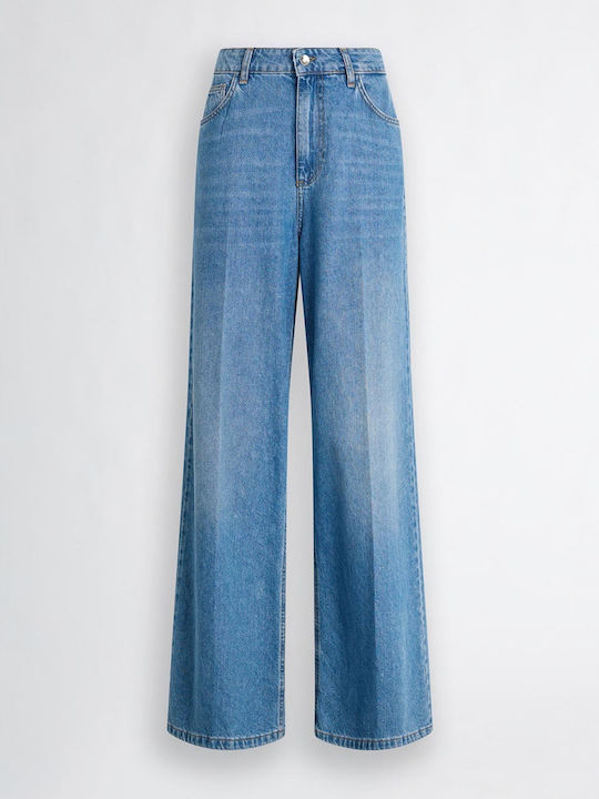High Waist Women's Jean Trousers White, Denim Blue