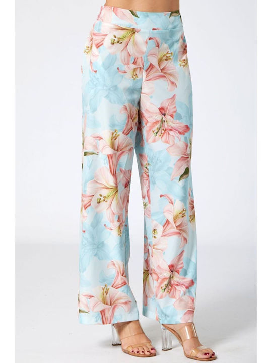 Γυναικεία Παντελόνα Floral Ltblue