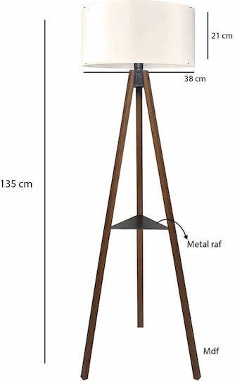 GloboStar Shelf Lampa de podea Î135xL38cm. cu Soclu pentru Bec E27 Maro