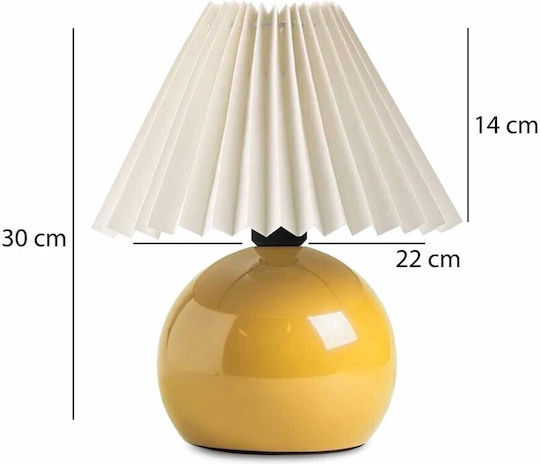 GloboStar Lisbon Metal Table Lamp for Socket E27 with White Shade and Yellow Base