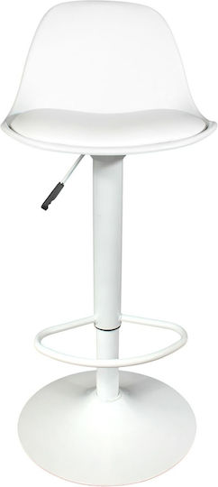 Stool Bar Isak with Back & Adjustable Height White 41.5x38x83cm