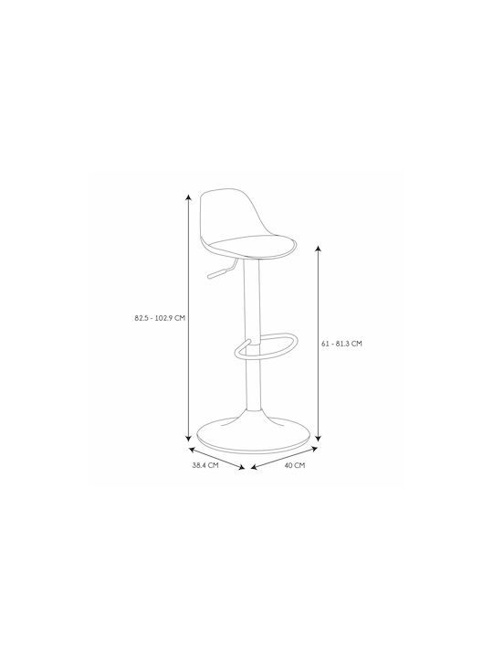Σκαμπό Μπαρ Isak με Πλάτη & Ρυθμιζόμενο Ύψος White 41.5x38x83εκ.