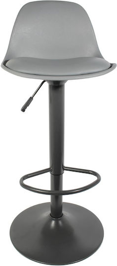 Stool Bar Isak with Back & Adjustable Height Grey 41.5x38x83cm