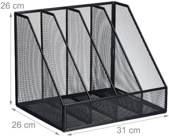 Office Organizer 4 Compartments Steel Black 26 X 31 X 26 Cm