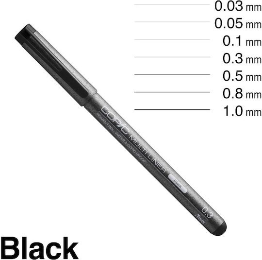 Copic Μαρκαδόροι Σχεδίου Black 0.03mm Σετ 9τμχ