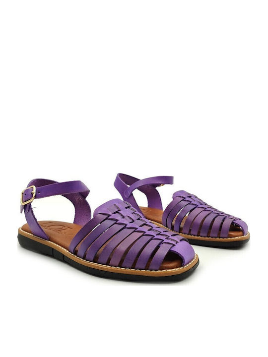 Sandale Casual Damă Din Piele Violet