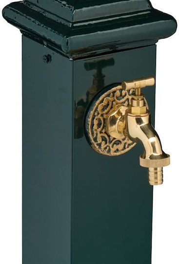 Fântână de Grădină Antică din Fontă din Oțel Inoxidabil Robinet Auriu Relaxdays Dimensiuni Aprox. 86 X 19 X 23 Cm Verde Închis