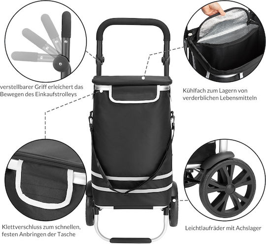 Stoff Einkaufswagen Klappbar Schwarz 35Es