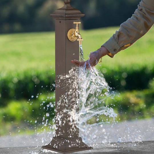 Fântână de Grădină Antică din Fontă din Oțel Inoxidabil Robinet Auriu Relaxdays Dimensiuni Aprox. 71 X 17 X 21 Cm Maro Închis