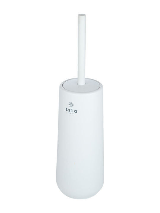 Estia Fjord Plastic Toilet Brush and Basket Set Soft Close 5lt White