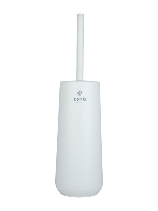 Estia Fjord Plastic Toilet Brush and Basket Set Soft Close 5lt White