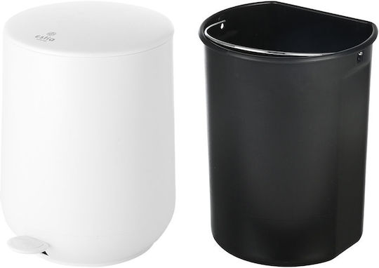 Estia Fjord Kunststoff Set aus Toilettenbürste und Mülleimer für das Badezimmer Sanftes Schließen 5Es Weiß