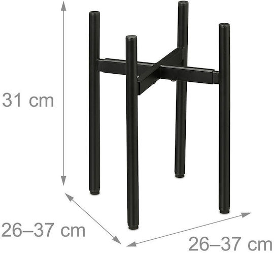 Set 2 Suporturi Reglabile pentru Plante din Fier Negru 31 X 26-37 X 26-37 Cm Capacitate de Încărcare 50 Kg