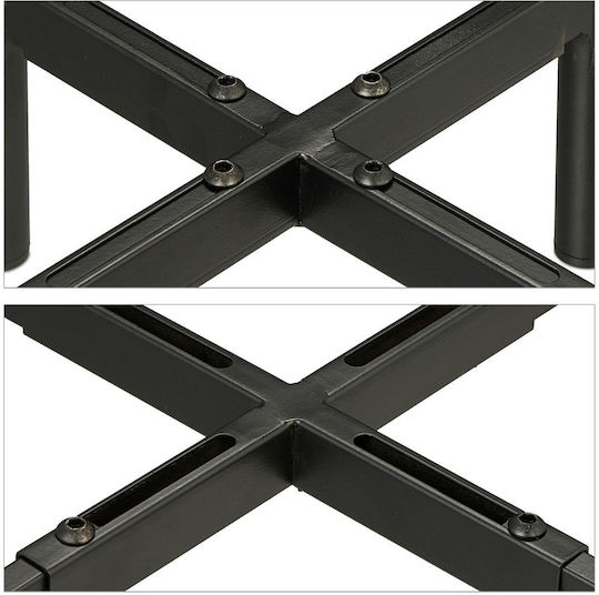 Set 2 Suporturi Reglabile pentru Plante din Fier Negru 31 X 26-37 X 26-37 Cm Capacitate de Încărcare 50 Kg