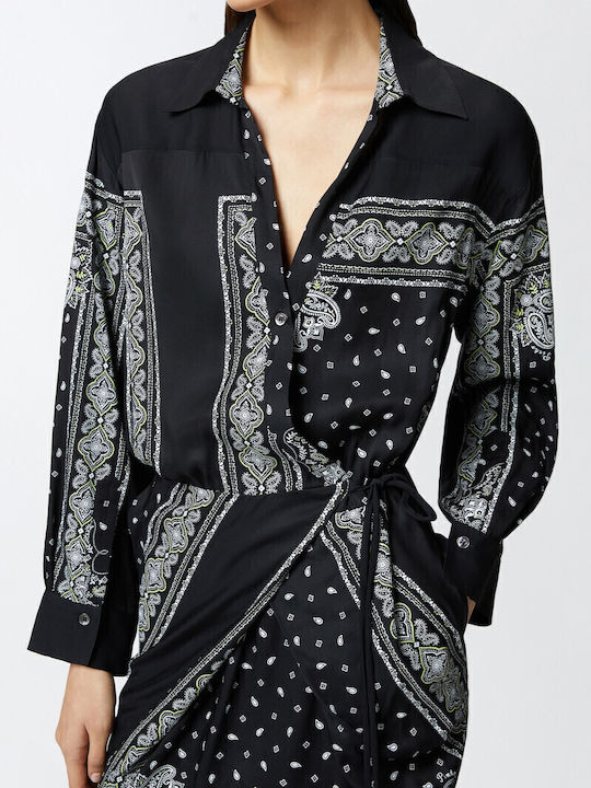 Mesopotamia Mini Shirt Dress Wrap Black