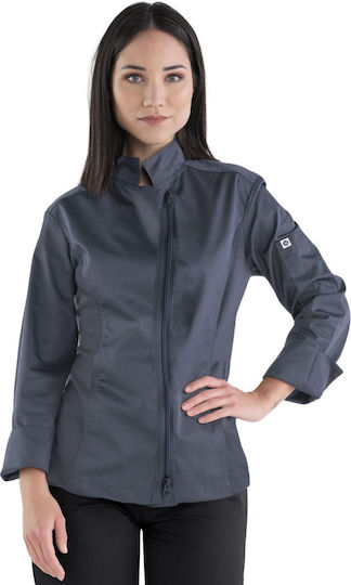 Damen Kochjacke Oporto Dunkelgrau Reißverschluss Martiform