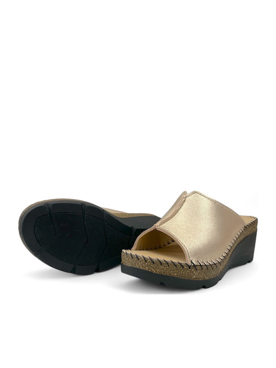 Women's Leather Platform Shoes Gold