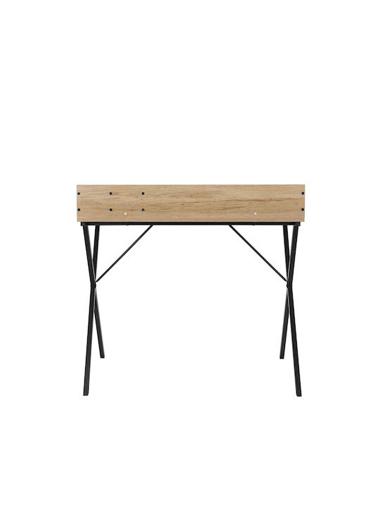 Desk Wooden Black with Metal Legs 90x50x84.5cm