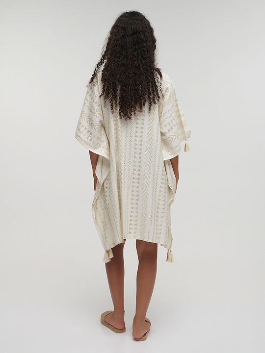 Ble Resort Collection Damen Mini Kaftan Strand White, Multicolor