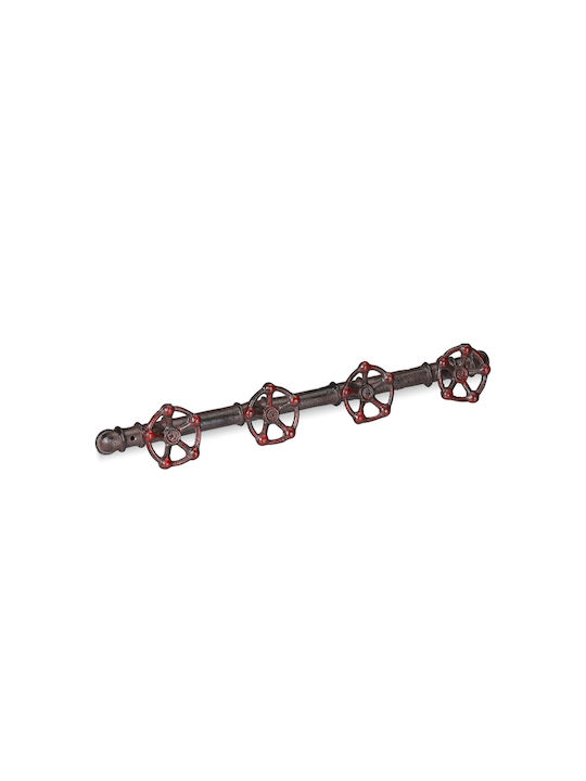 Vintage Wall Coat Rack 4 Hooks Dimensions 6.5 X 46.5 X 6 Cm Relaxdays