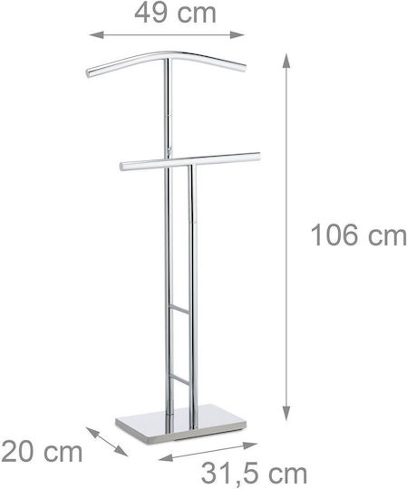 Relaxdays Garderobenständer Metall Silber 106 x 49 x 20 cm