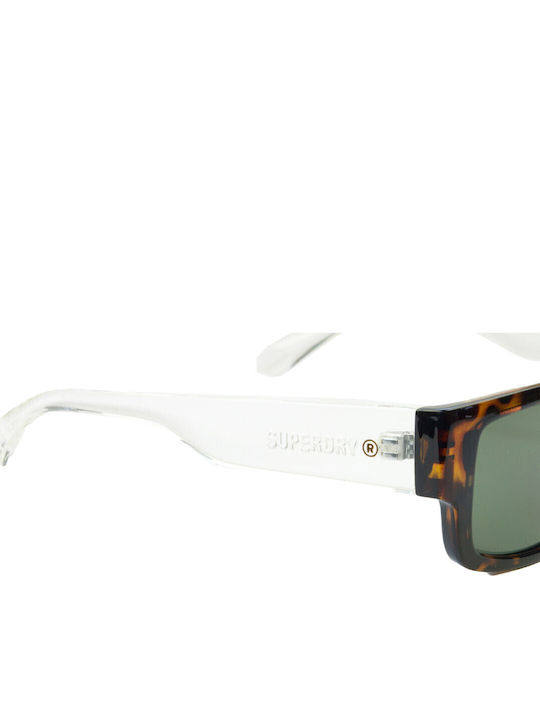 Superdry Unisex Sunglasses with Brown Tartaruga Plastic Frame and Green Lens SDS 5005 102