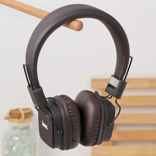 Hoco W56 Ασύρματα / Ενσύρματα On Ear Ακουστικά με 28 ώρες Λειτουργίας Καφέ