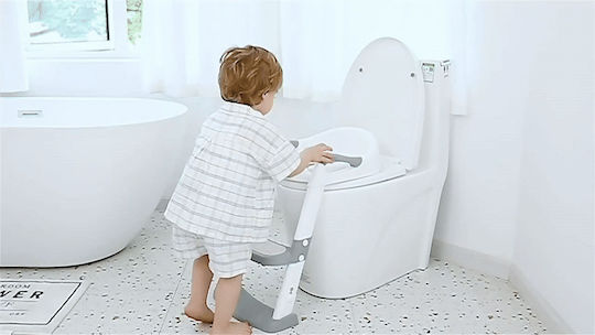 Kleinkind Toiletten-Sitz Arvada mit Harter Oberfläche, Griffen und Trittstufe Gray