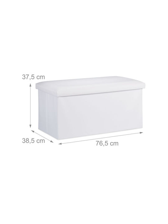 Scaune Camera de zi Cu spațiu de depozitare Tapițat cu Piele Ecologică Alb 37.5x76.5x38.5buc