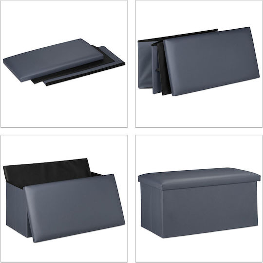 Stool For Living Room With Storage Space Leather Anthracite 37.5x76.5x38.5cm