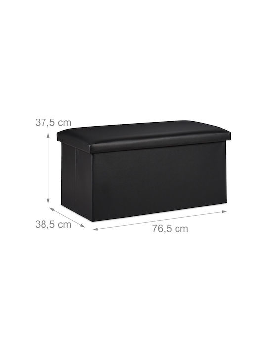 Scaune Camera de zi Cu spațiu de depozitare Tapițat cu Piele Ecologică Negru 37.5x76.5x38.5buc