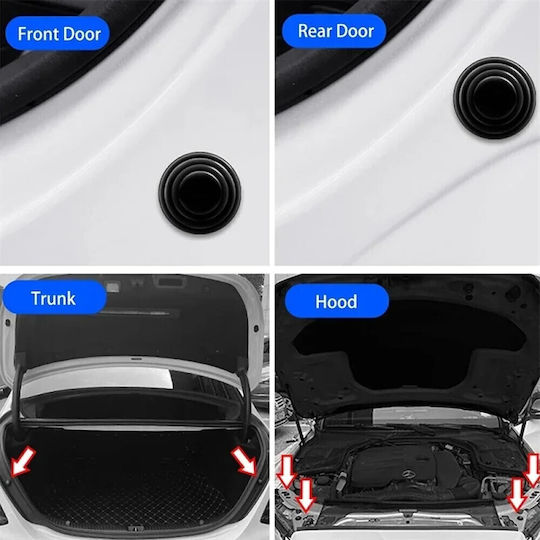 Anti-Vibration Silicone Stickers for Car Doors, Hood & Trunk Set of 10 Pcs Tc-240