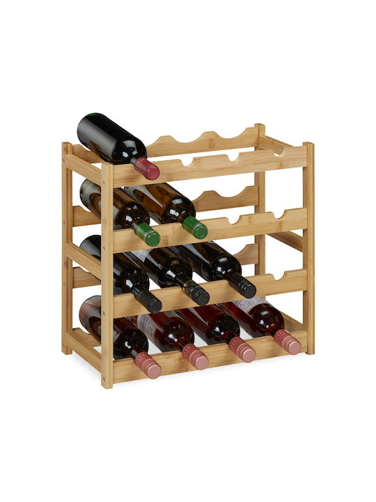 Wine Bottle Holder Capacity 16 Bottles Bamboo 42.5 X 45 X 23.5 Cm