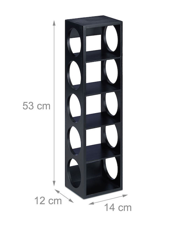 Suport pentru sticle de vin din bambus, 5 sticle, negru, 53 x 14 x 12 cm