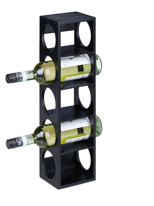 Suport pentru sticle de vin din bambus, 5 sticle, negru, 53 x 14 x 12 cm