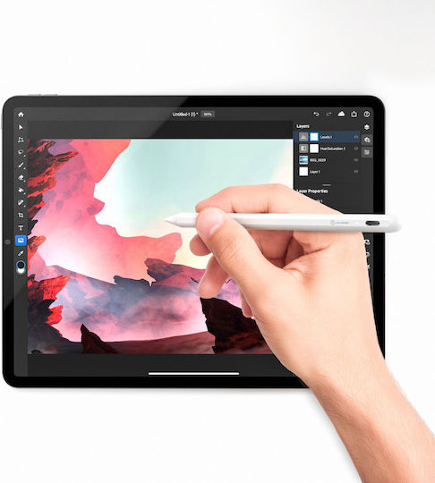 Alogic iPad Stylus Pen with Wireless Charging Digital with Palm Rejection for iPad in White color ALIPSW-WH