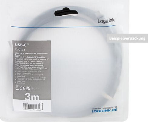 LogiLink USB 2.0 Cable USB-C male - USB-C 100W PD Μαύρο 2m CU0183