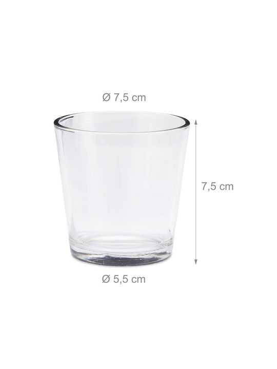 Set 12 suporturi de lumânări din sticlă, înălțime 7,5 cm Relaxdays