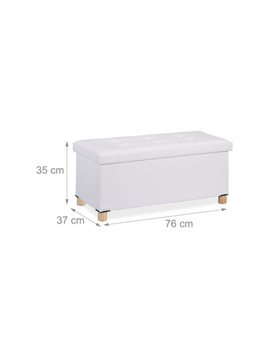 Scaune Camera de zi Cu spațiu de depozitare Tapițat cu Piele Ecologică Alb 76x37x35buc