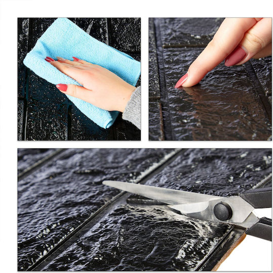 Set 5 Plăci Decorative Relaxdays Negru Dimensiune Placă 7 X 19 Cm Dimensiune Totală 78 X 70 X 0.7 Cm